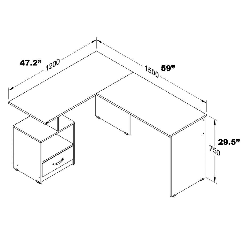 Inval L-Shaped Work Station ET4615 Wengue/Humo - Amaranth Business ...