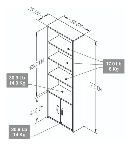 INVAL 4-SHELF BOOKCASE WITH 2 DOORS - Image 2