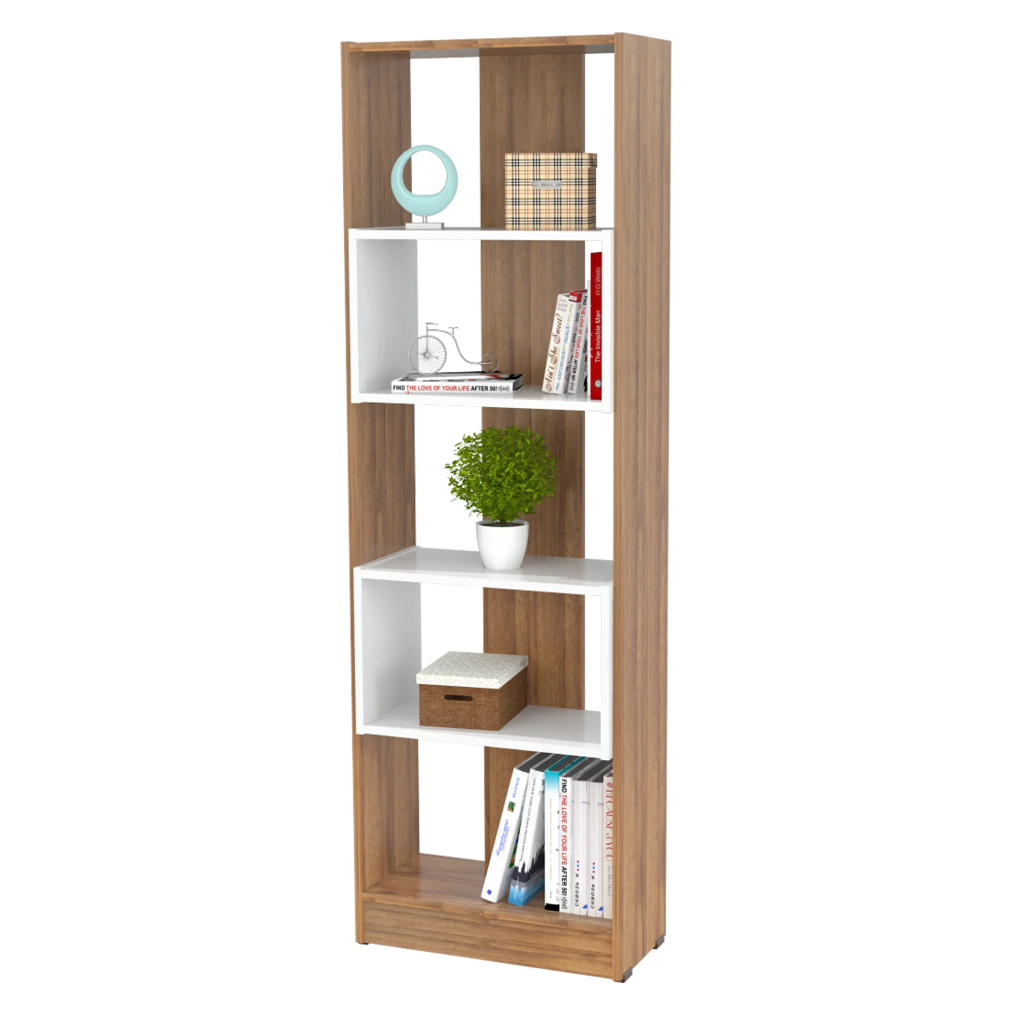 Inval Bookcase BE6704 Amaretto/Blanco