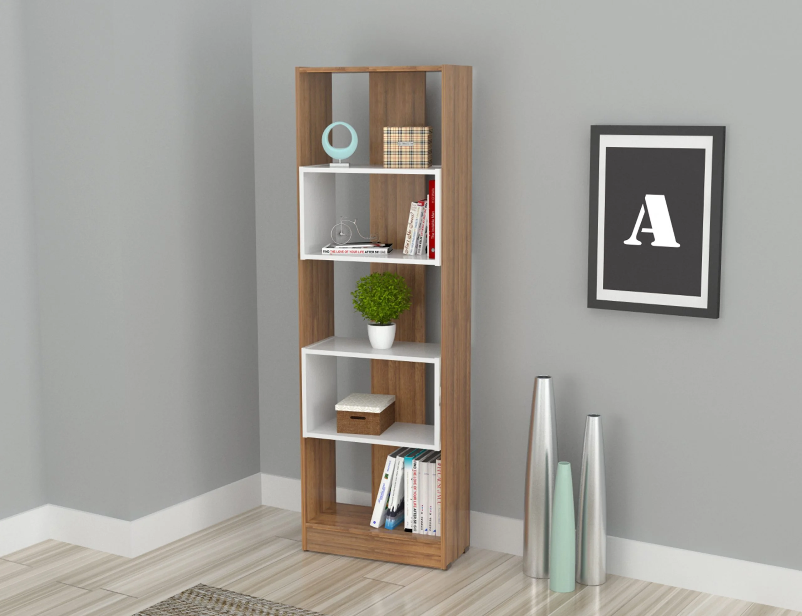 Inval Bookcase BE6704 Amaretto/Blanco - Image 2