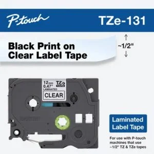 TZE131 Black on Clear label tape for P-Touch Printer